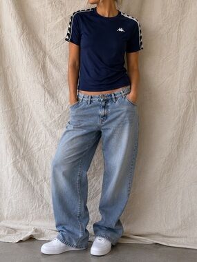 Vintage Kappa Soccer Jersey Tee Navy Logo Y2K Sportswear
